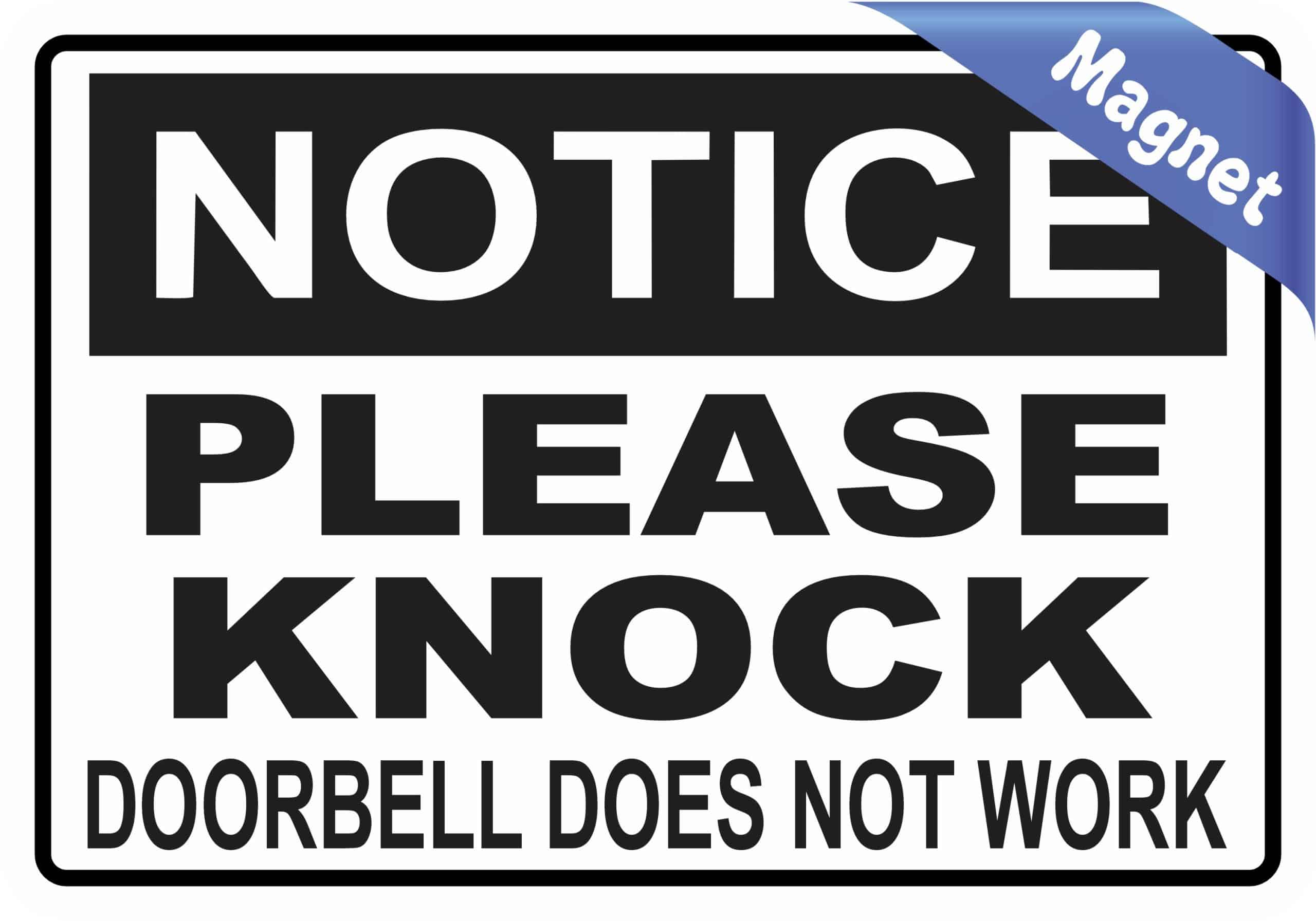 StickerTalk Doorbell Does Not Work Please Knock Magnet, 5 inches x 3.5 inches - Image 2