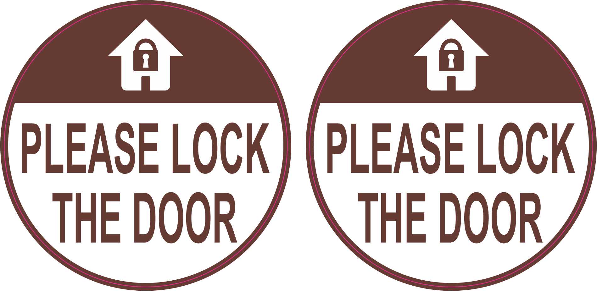 Brown Please Lock the Door Vinyl Stickers