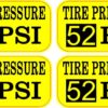 Yellow Tire Pressure 52 PSI Vinyl Stickers