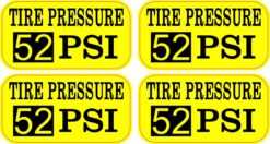 Yellow Tire Pressure 52 PSI Vinyl Stickers