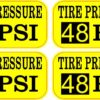 Yellow Tire Pressure 48 PSI Vinyl Stickers