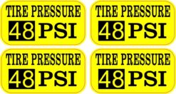 Yellow Tire Pressure 48 PSI Vinyl Stickers