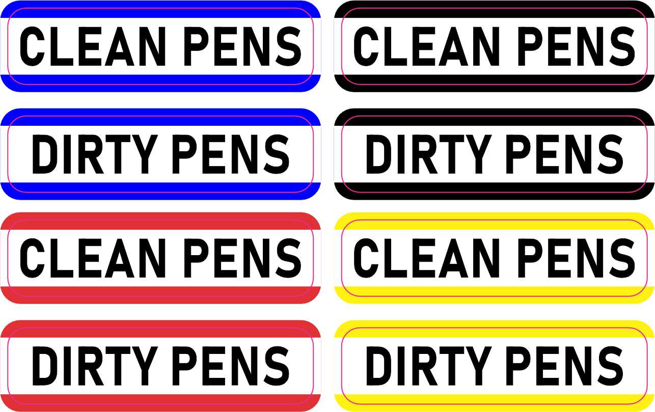 StickerTalk Clean Pens / Dirty Pens Vinyl Stickers, 2 Inches x 0.5 Inches