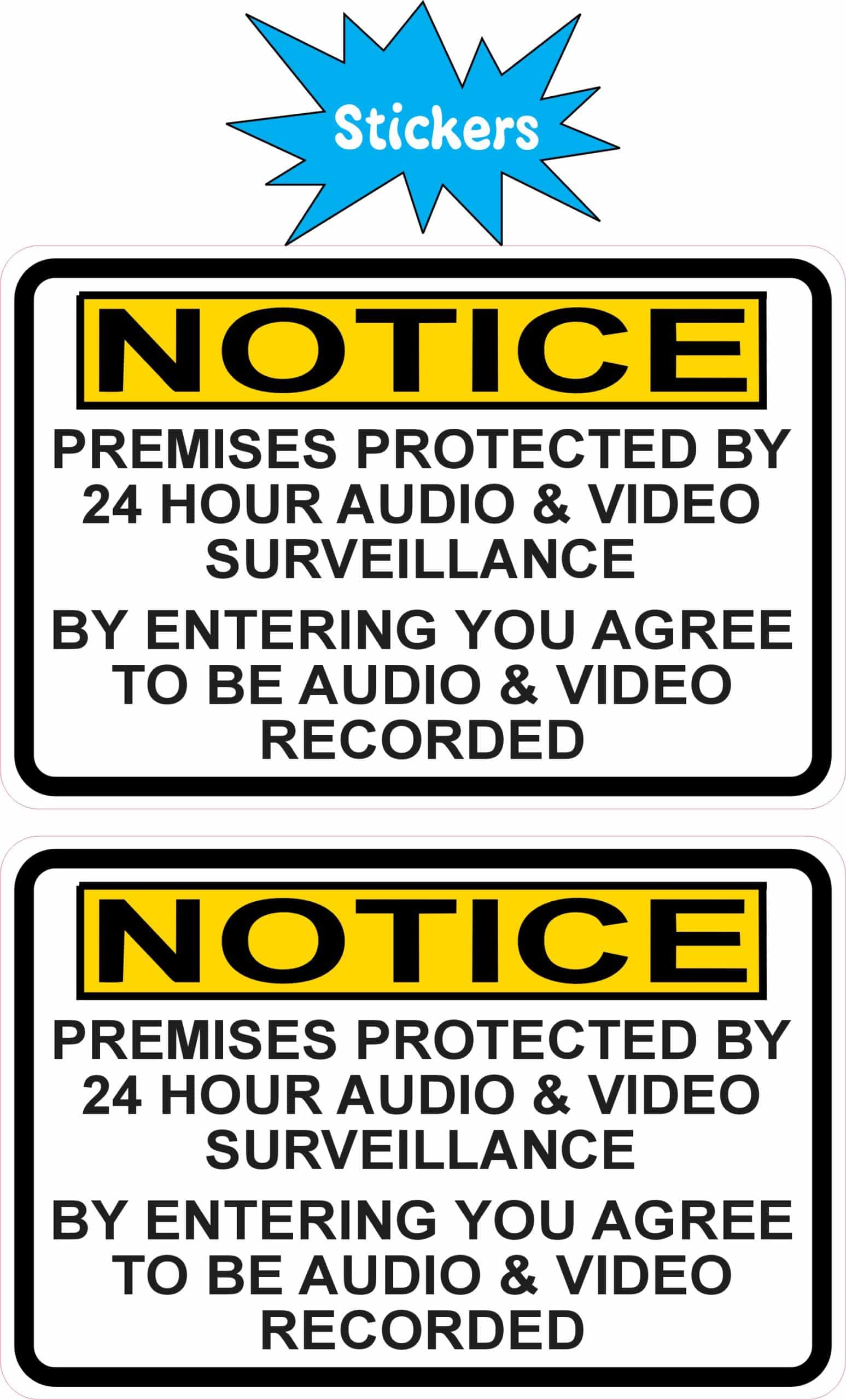 StickerTalk Premises Protected by 24 Hour Surveillance Vinyl Stickers, 1 sheet of 2 stickers, 3 inches x 2 inches each - Image 2