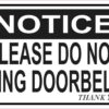 Do Not Ring Doorbell Vinyl Sticker