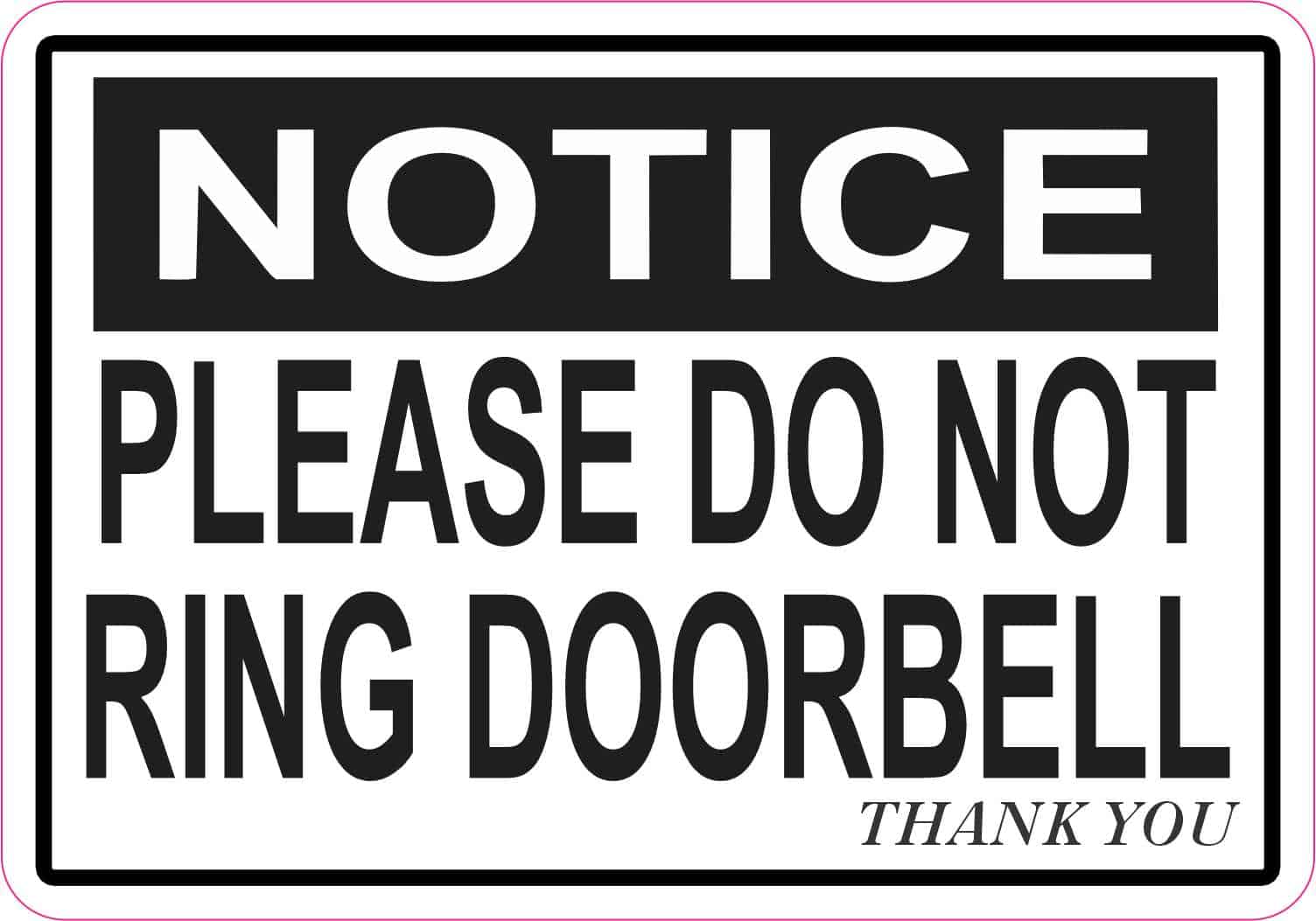 StickerTalk Do Not Ring Doorbell Vinyl Sticker, 5 inches x 3.5 inches