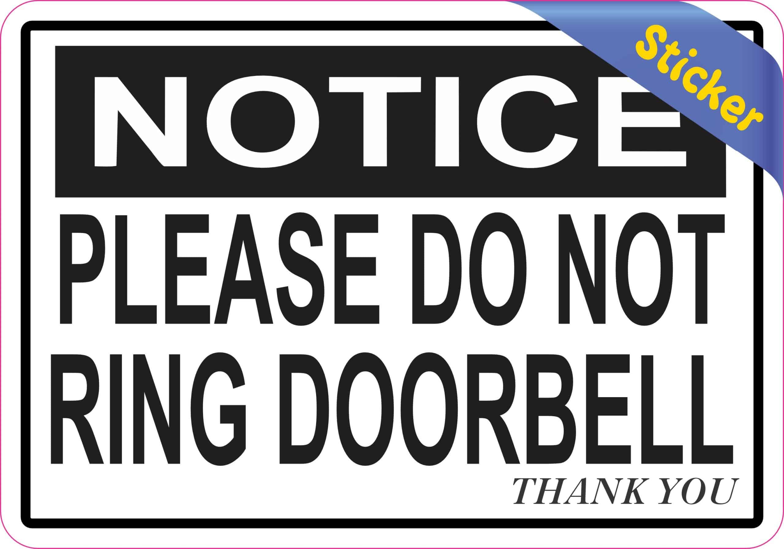 StickerTalk Do Not Ring Doorbell Vinyl Sticker, 5 inches x 3.5 inches - Image 2