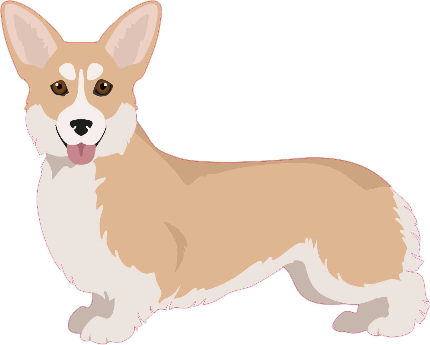 Left Facing Fawn and White Corgi Vinyl Sticker