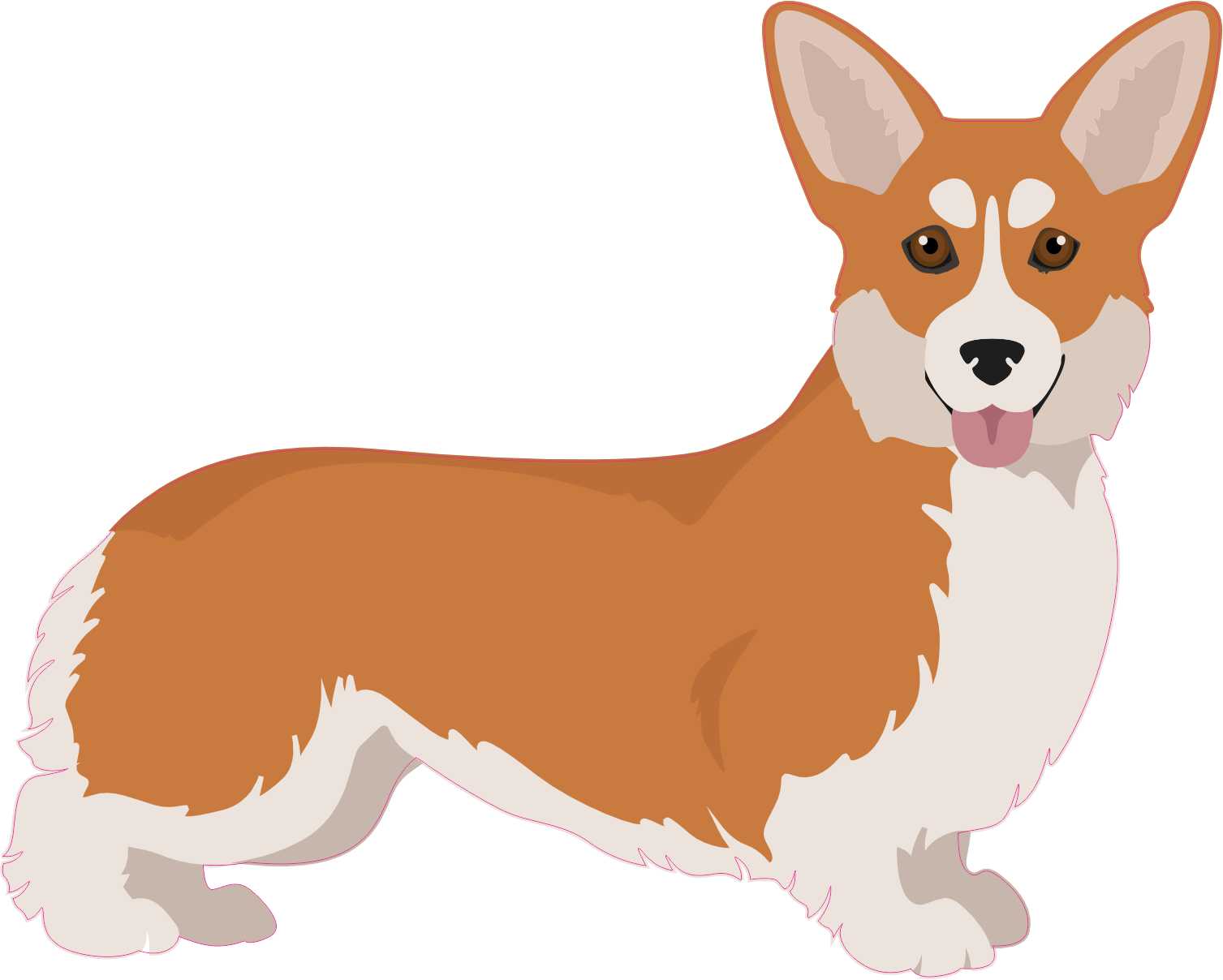 Right Facing Red and White Corgi Vinyl Sticker