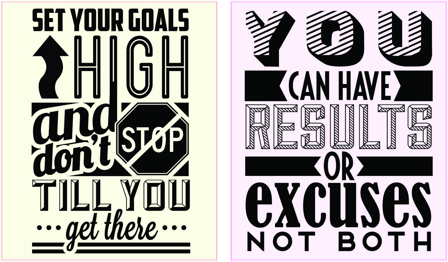 Green and Pink Inspirational Quote Vinyl Stickers