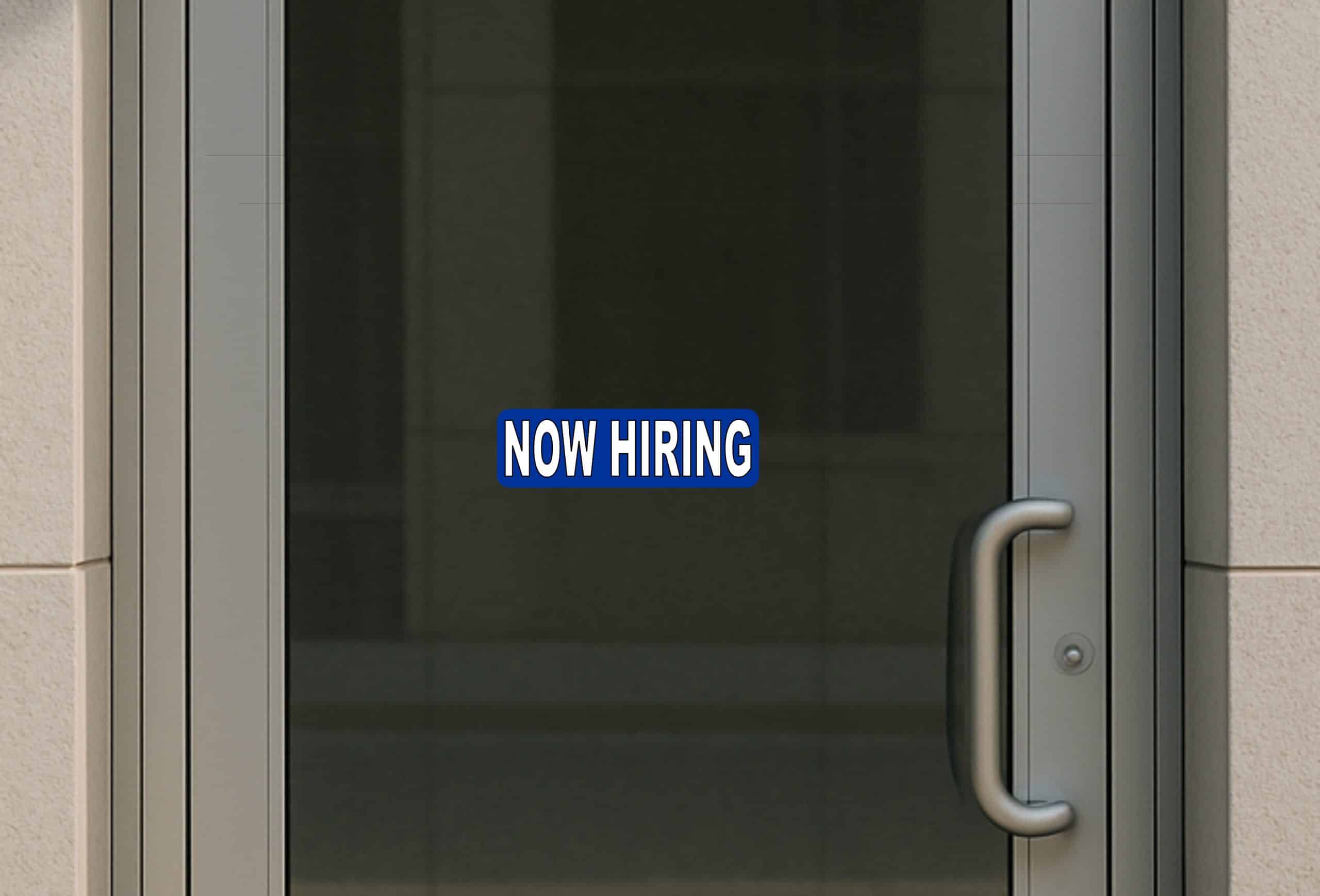 StickerTalk Blue Now Hiring Vinyl Sticker, 10 inches x 3 inches - Image 6