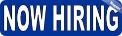 Alternative view of StickerTalk Blue Now Hiring Magnet, 10 inches x 3 inches