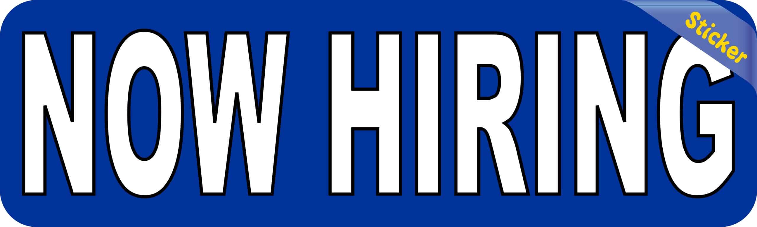 StickerTalk Blue Now Hiring Vinyl Sticker, 10 inches x 3 inches - Image 2