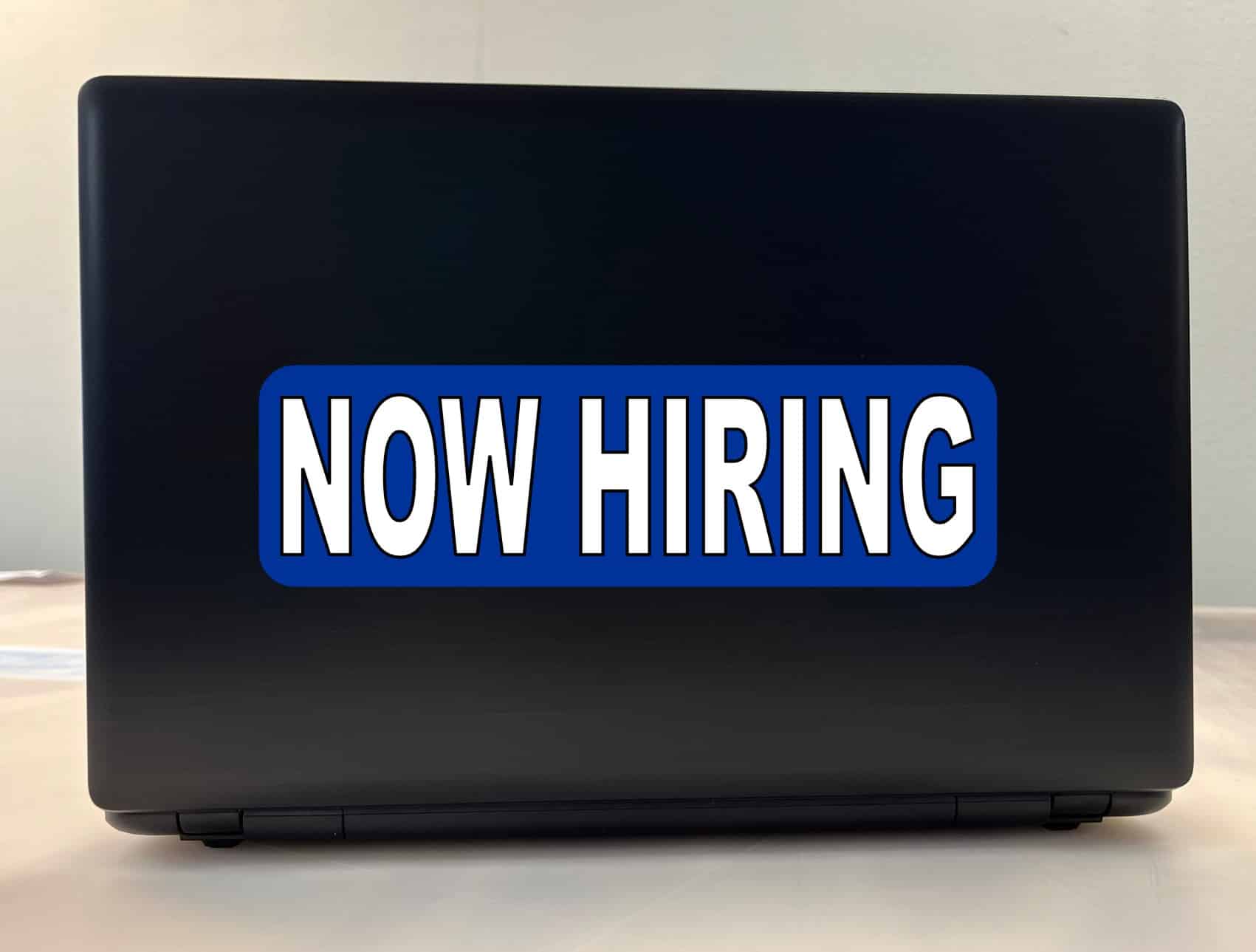 StickerTalk Blue Now Hiring Vinyl Sticker, 10 inches x 3 inches - Image 3