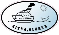 Cruise Ship Oval Sitka Alaska Vinyl Sticker