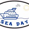 Blue Cruise Ship Oval Sea Day Vinyl Sticker