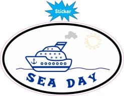 Alternative view of StickerTalk Blue Cruise Ship Oval Sea Day Vinyl Sticker, 5 inches x 3 inches