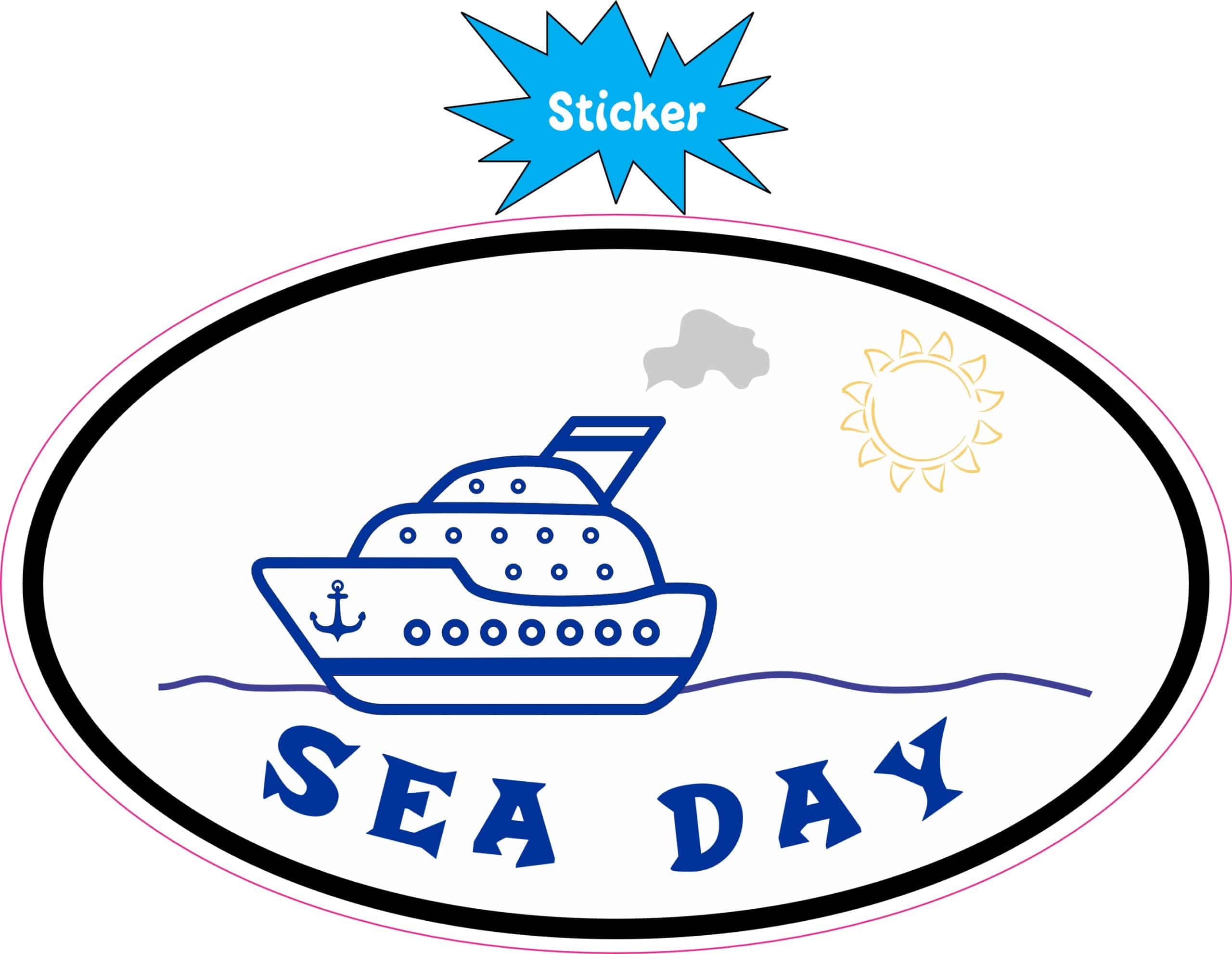 StickerTalk Blue Cruise Ship Oval Sea Day Vinyl Sticker, 5 inches x 3 inches - Image 2