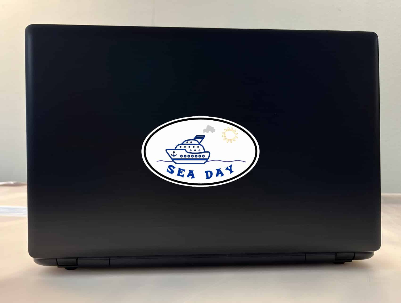 StickerTalk Blue Cruise Ship Oval Sea Day Vinyl Sticker, 5 inches x 3 inches - Image 3