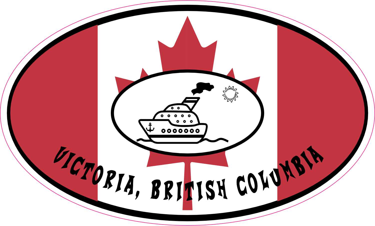 Sticker oval flag vinyl country code canada british columbia
