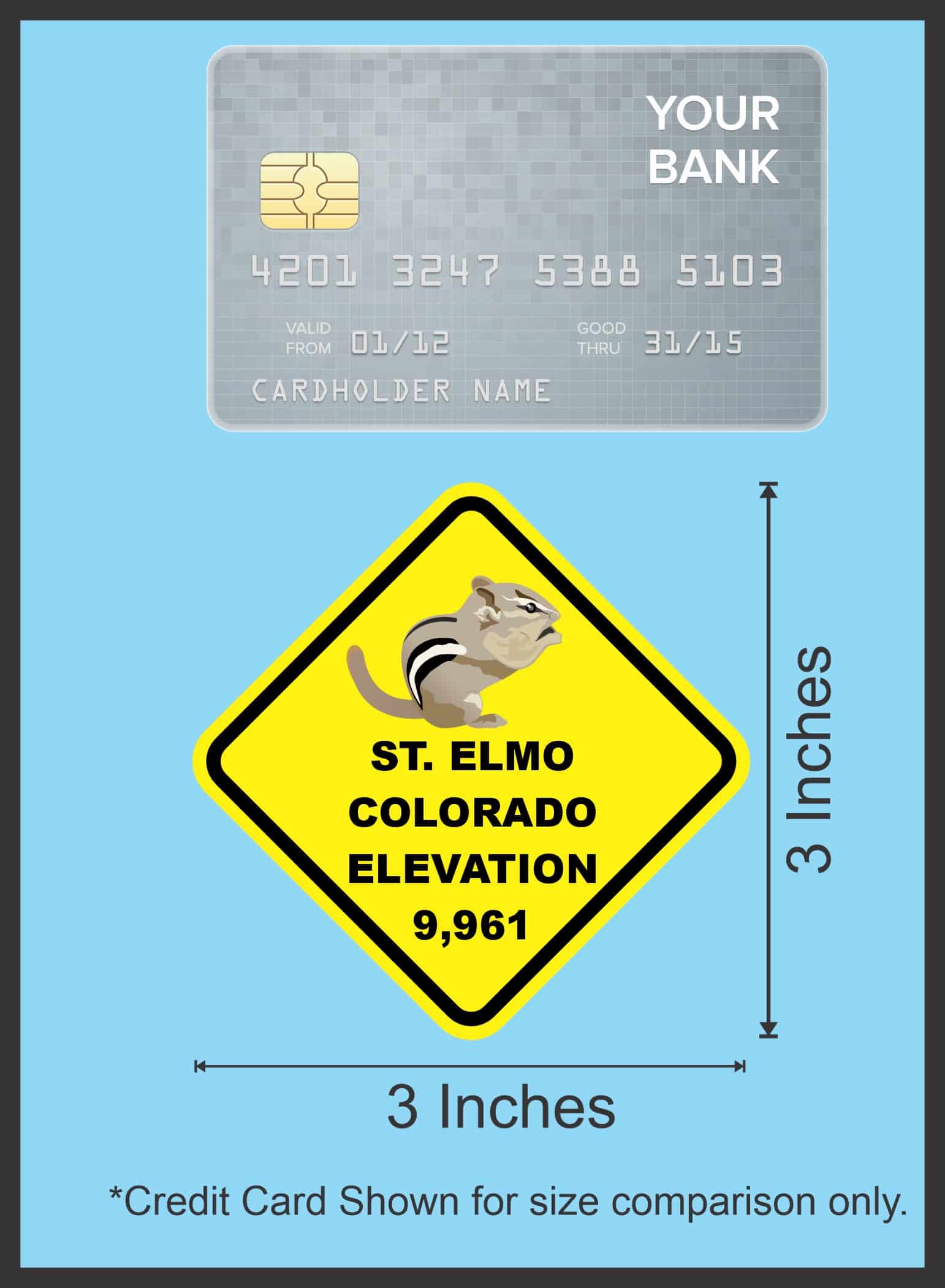 StickerTalk Chipmunk St. Elmo Colorado Magnet, 3 inches x 3 inches - Image 7