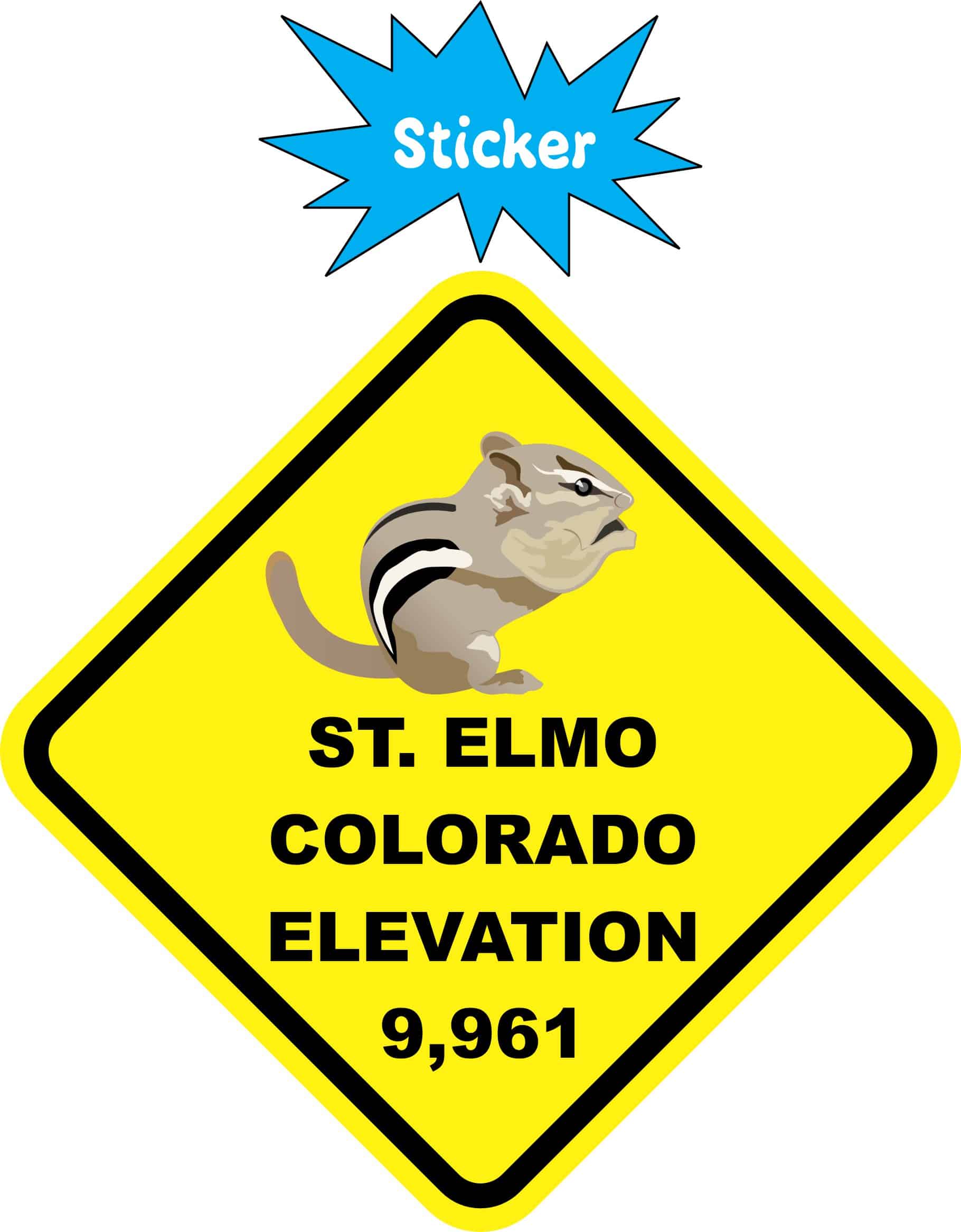 StickerTalk Chipmunk St. Elmo Colorado Vinyl Sticker, 3 inches x 3 inches - Image 2