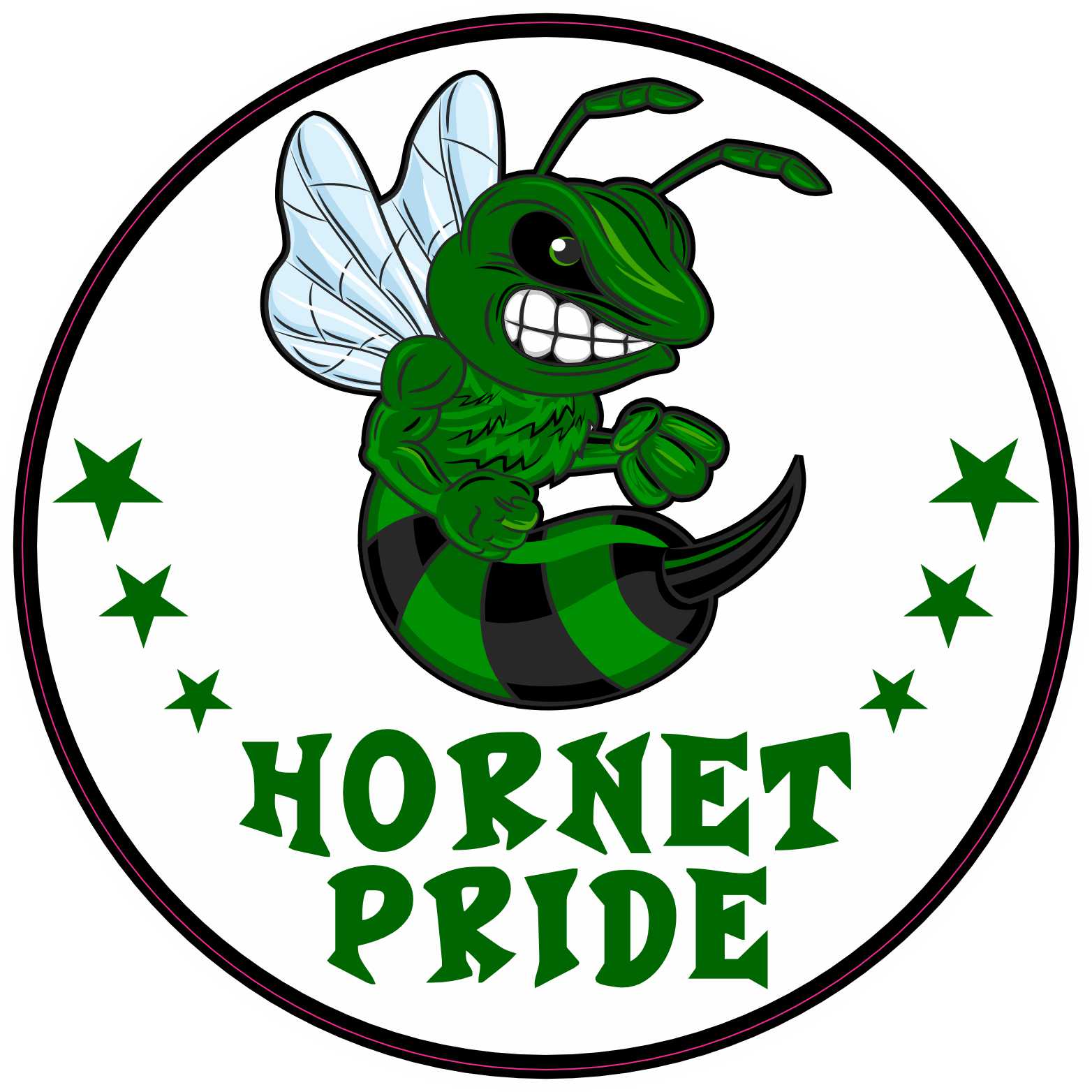 StickerTalk Green Hornet Pride Mascot Vinyl Sticker, 5 inches x 5 inches