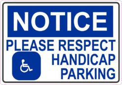 Notice Handicap Parking Vinyl Sticker