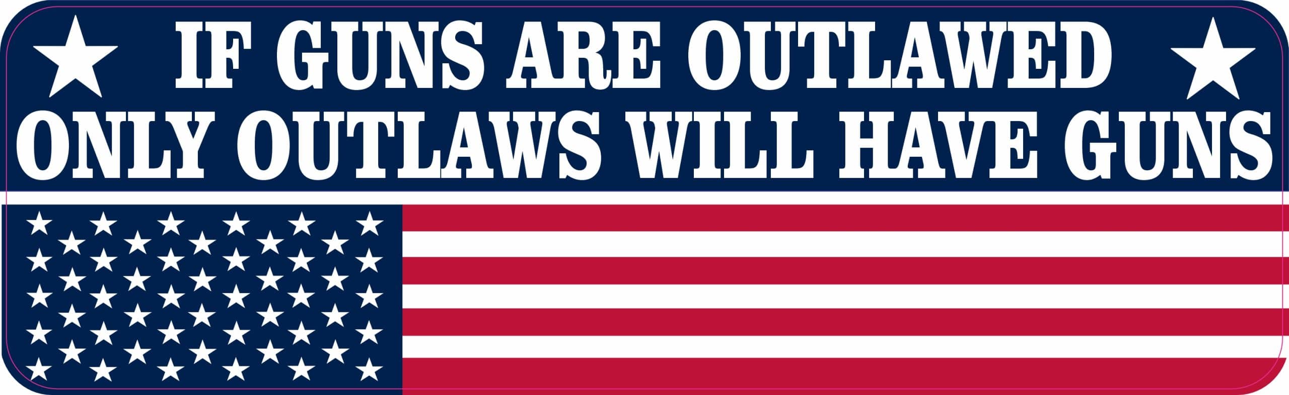 StickerTalk US Flag If Guns Are Outlawed Vinyl Sticker, 10 inches x 3 inches