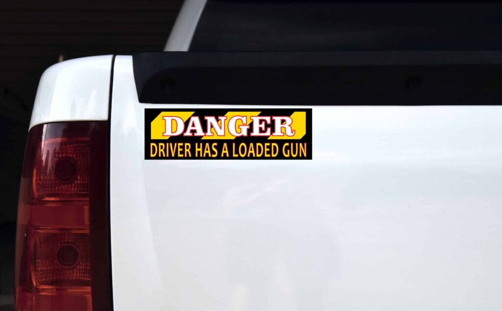 StickerTalk Danger Driver Has a Loaded Gun Vinyl Sticker, 10 inches x 3 ...