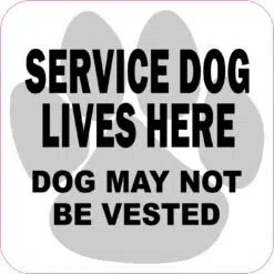 Gray Paw Service Dog Lives Here Vinyl Sticker