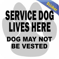 Alternative view of StickerTalk Gray Paw Service Dog Lives Here Vinyl Sticker, 4.5 inches x 4.5 inches