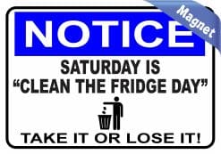 Alternative view of StickerTalk Saturday Is Clean the Fridge Day Magnet, 5 inches x 3.5 inches