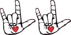Die Cut Heart Hand ASL I Love You Vinyl Stickers