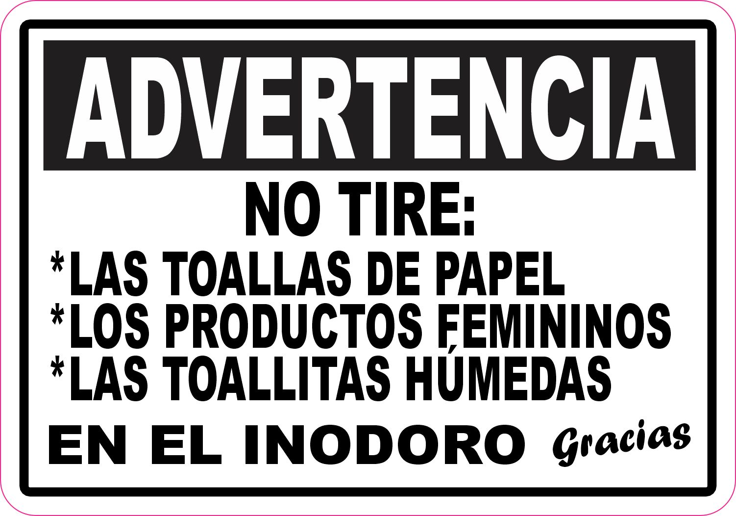 StickerTalk No Tire En El Inodoro Magnet, 5 inches x 3.5 inches