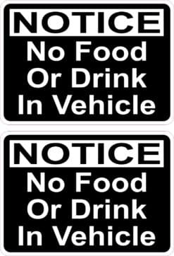 No Food or Drink in Vehicle Vinyl Stickers