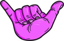 StickerTalk Purple Hang Loose Shaka Sign Vinyl Sticker, 5 inches x 3.25 inches