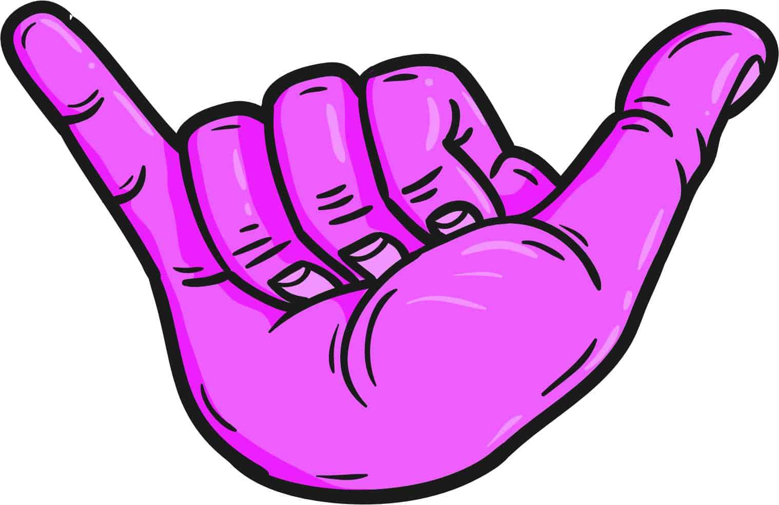 StickerTalk Purple Hang Loose Shaka Sign Vinyl Sticker, 5 inches x 3.25 inches