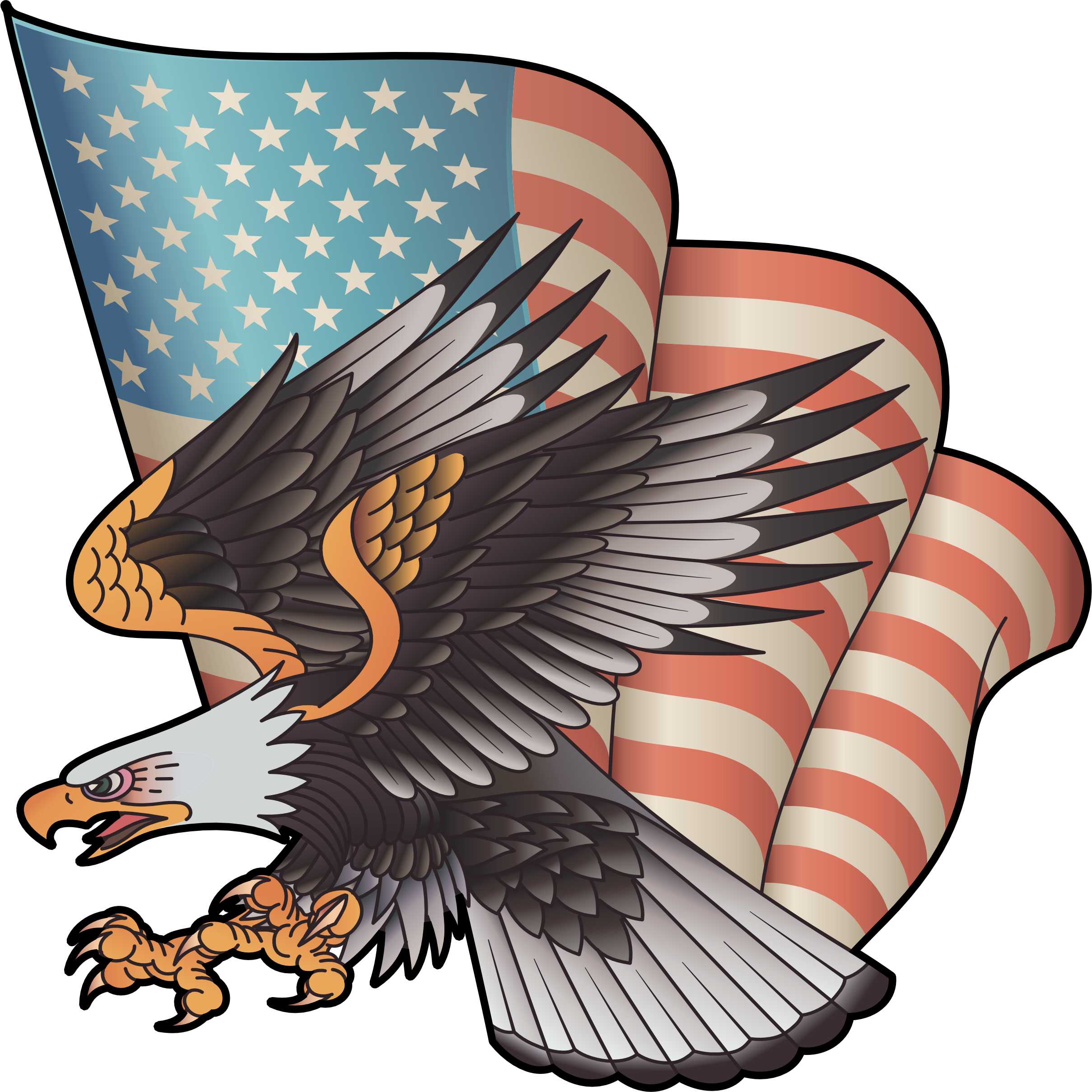 StickerTalk American Flag Bald Eagle Vinyl Sticker, 8 inches x 8 inches