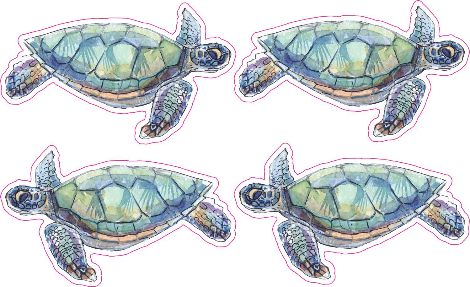 StickerTalk Sea Turtle Vinyl Stickers, 1 sheet of 4 stickers, 2.5 ...