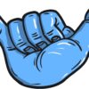 Blue Hang Loose Shaka Sign Vinyl Sticker