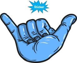 Alternative view of StickerTalk Blue Hang Loose Shaka Sign Vinyl Sticker, 5 inches x 3.25 inches