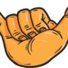 Orange Hang Loose Shaka Sign Vinyl Sticker