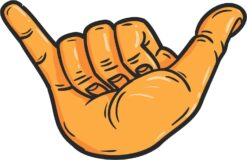 Orange Hang Loose Shaka Sign Vinyl Sticker