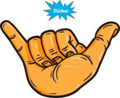 Alternative view of StickerTalk Orange Hang Loose Shaka Sign Vinyl Sticker, 5 inches x 2.5 inches