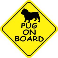 Silhouette Pug on Board Vinyl Sticker