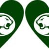 Green Heart Cougar Vinyl Stickers