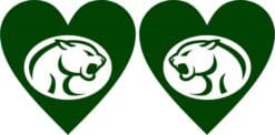 Green Heart Cougar Vinyl Stickers
