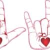 Pink Heart Hand ASL I Love You Vinyl Stickers