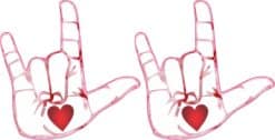 Pink Heart Hand ASL I Love You Vinyl Stickers